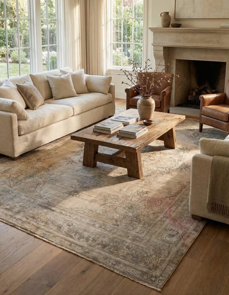 Detail image of 7' 11 x 10' 9  Hand Knotted Ultra Vintage Persian Wool Rug