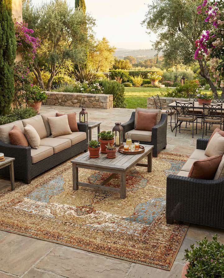 7' 10 x 10' Easy-Clean Traditional Indoor / Outdoor Rug