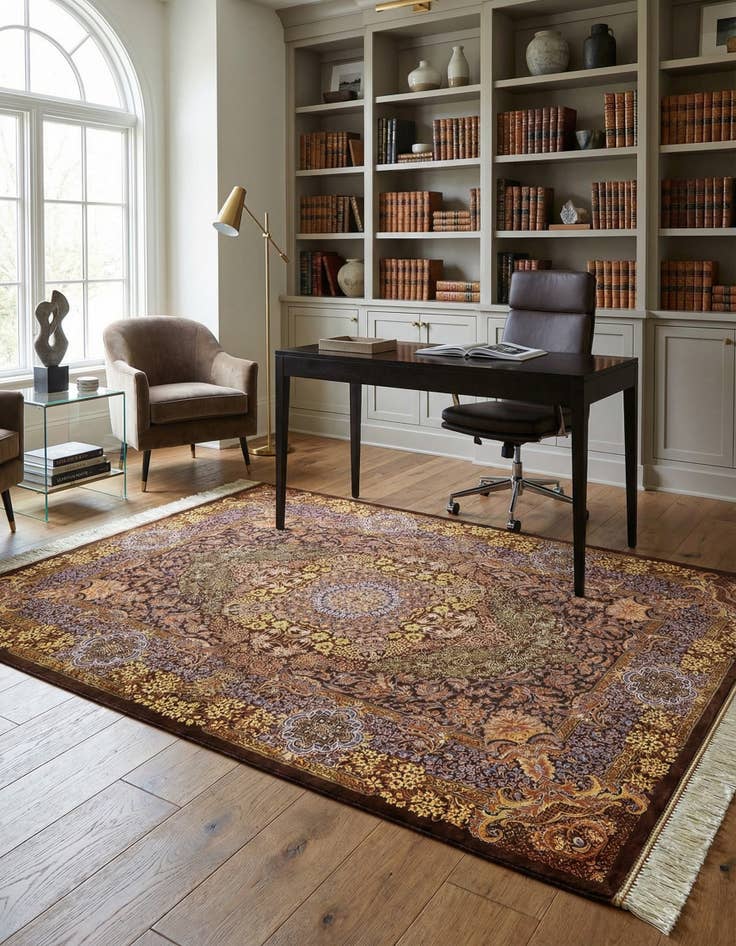 Detail image of 3' 6 x 4' 11 Ghom Silk Rug