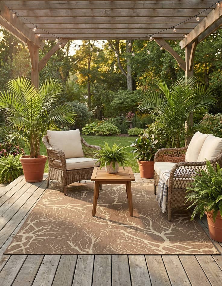 Detail image of  7' x 10'  Washable Botanical Indoor / Outdoor Rug