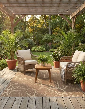 7' x 10' Easy-Clean Botanical Indoor / Outdoor Rug