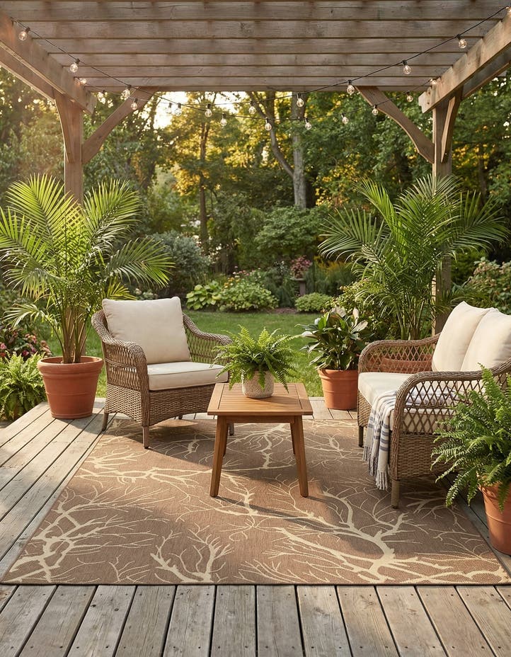 7' x 10' Easy-Clean Botanical Indoor / Outd...