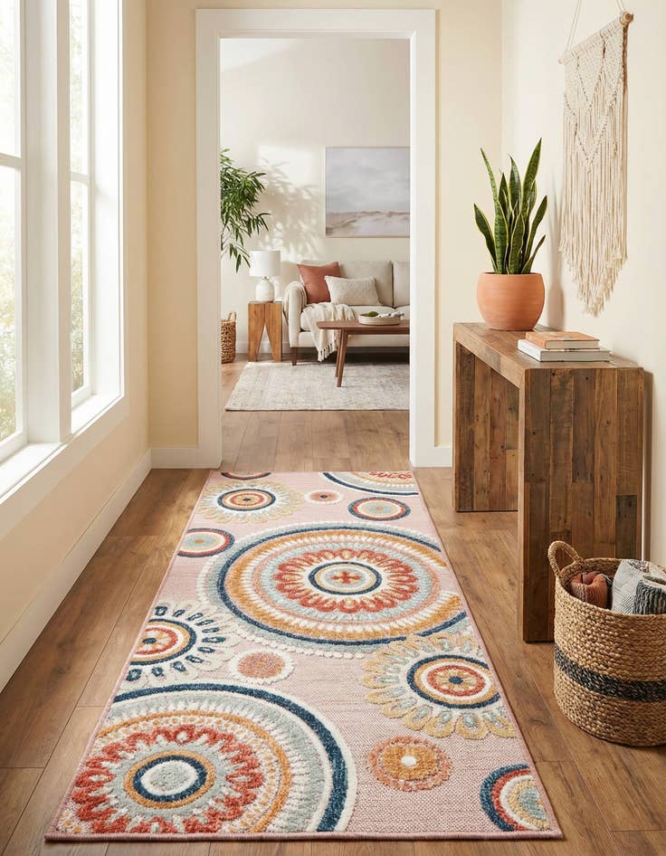 Detail image of  2' 2 x 5' 3  Washable Botanical Indoor / Outdoor Runner Rug