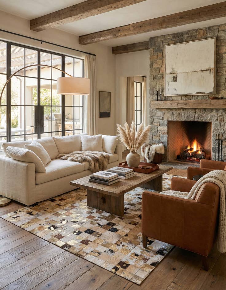 Detail image of 5' x 8' Cowhide Stocks Rug