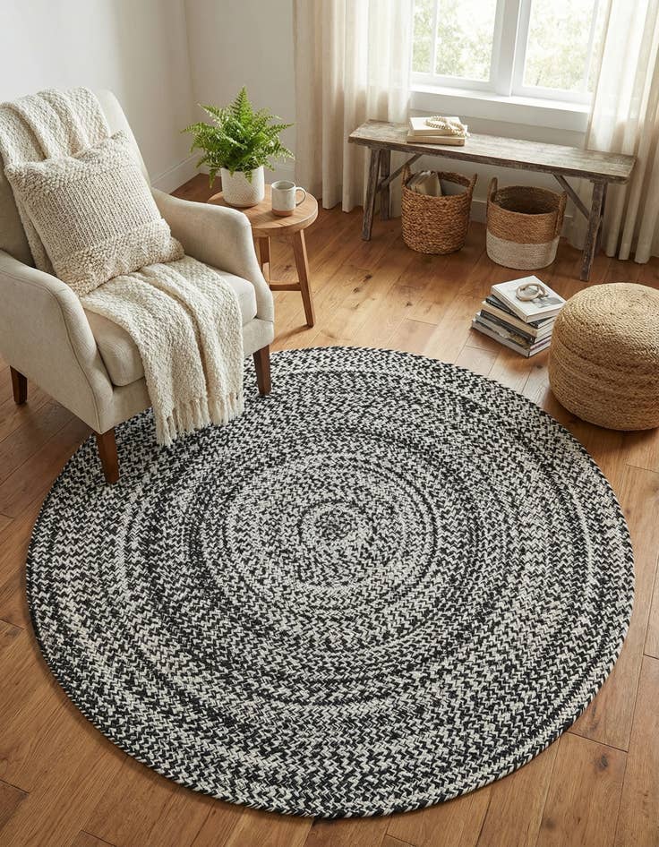 Detail image of 3' 3 x 3' 3  Hand Woven Eco Verse   Washable Indoor / Outdoor Round Rug