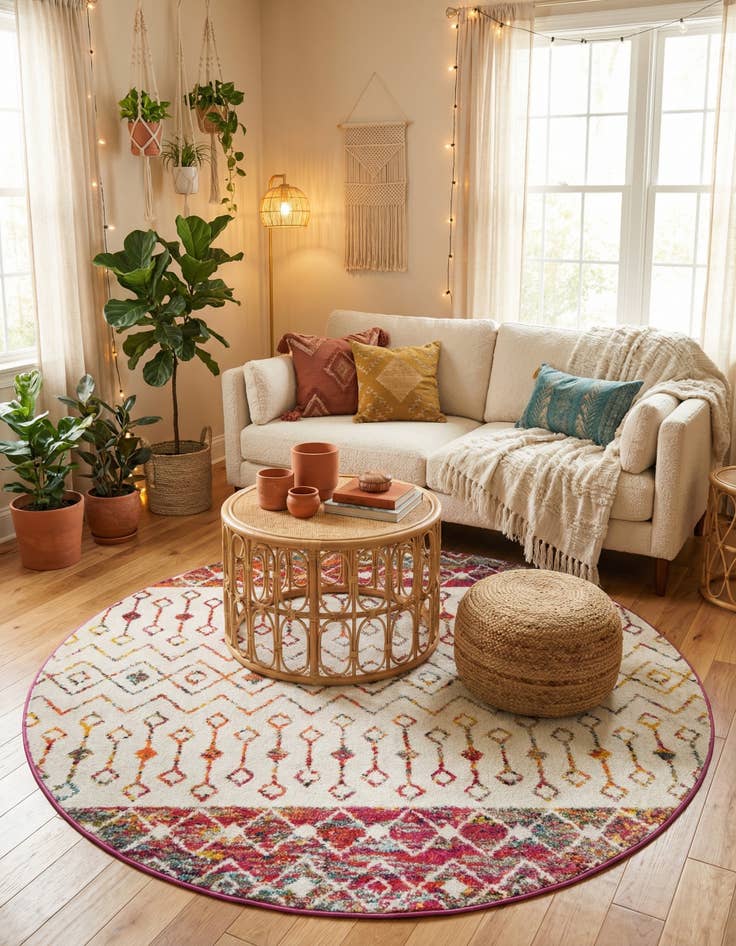 Detail image of 5' 3 x 5' 3 Moroccan Trellis Round Rug