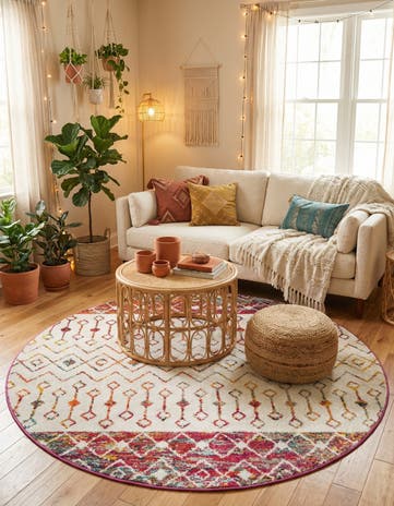 5' 3 x 5' 3 Moroccan Trellis Round Rug