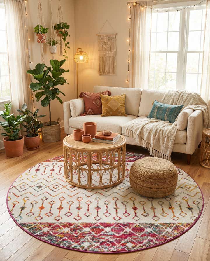 5' 3 x 5' 3 Moroccan Trellis Round Rug