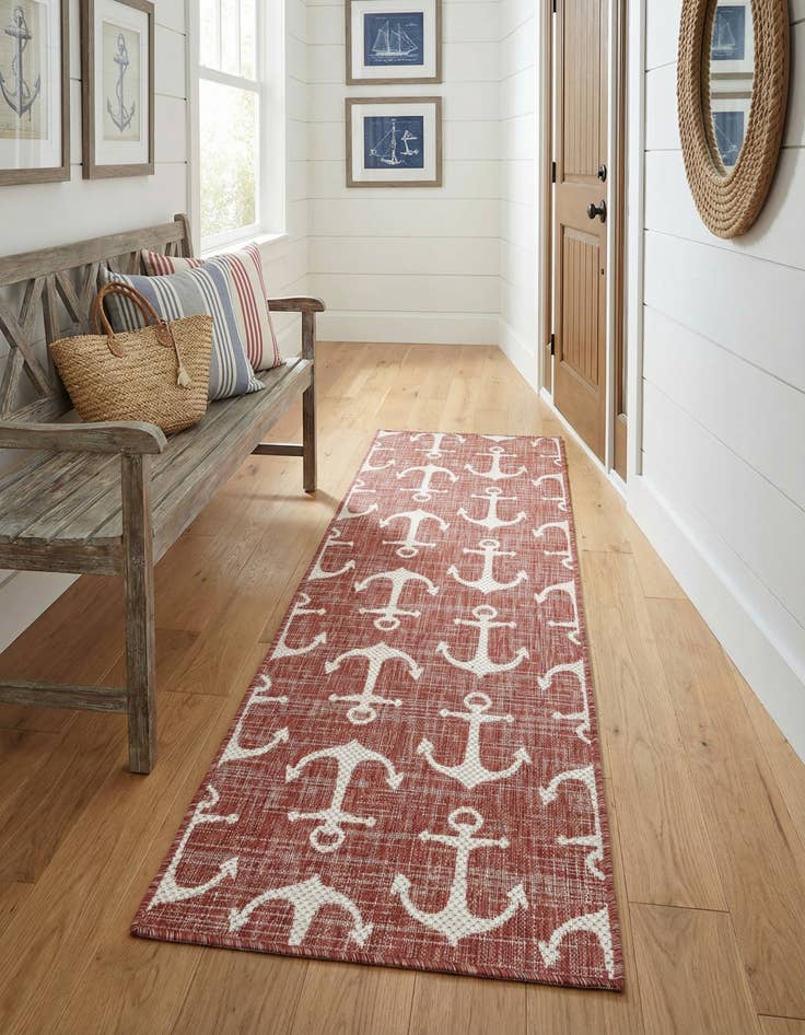 Detail image of 2' x 6'  Washable Coastal Indoor / Outdoor Runner Rug