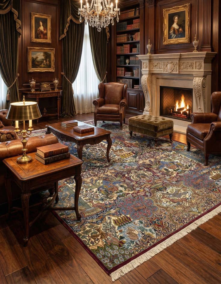 Detail image of 9' 11 x 12' 9  Hand Knotted Kashmar Persian Wool Rug