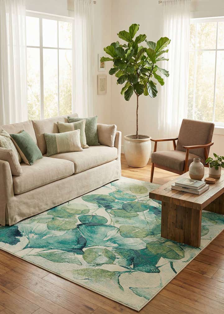 6' x 9' Easy-Clean Botanical Indoor / Outdoor Rug