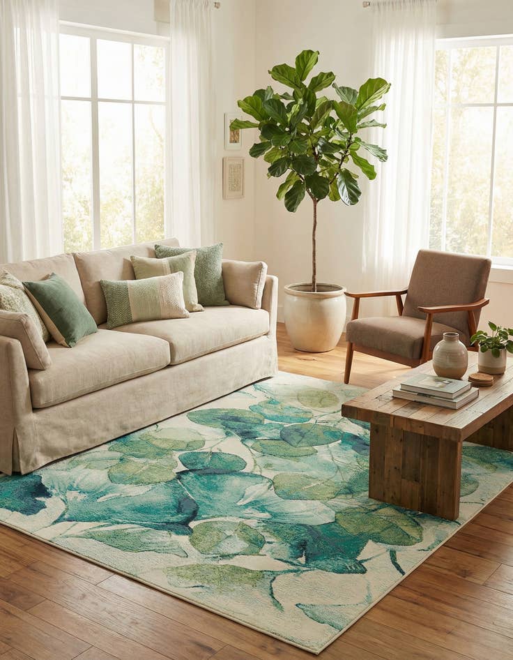 Detail image of  6' x 9'  Washable Botanical Indoor / Outdoor Rug