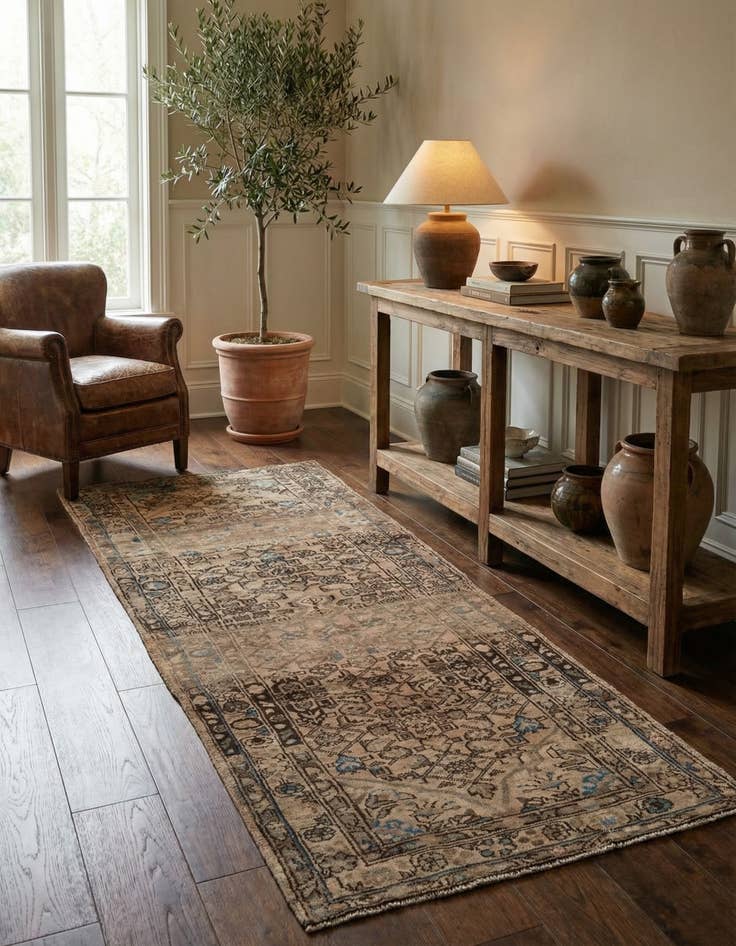 Detail image of 3' 5 x 9'  Hand Knotted Ultra Vintage Persian Wool Runner Rug