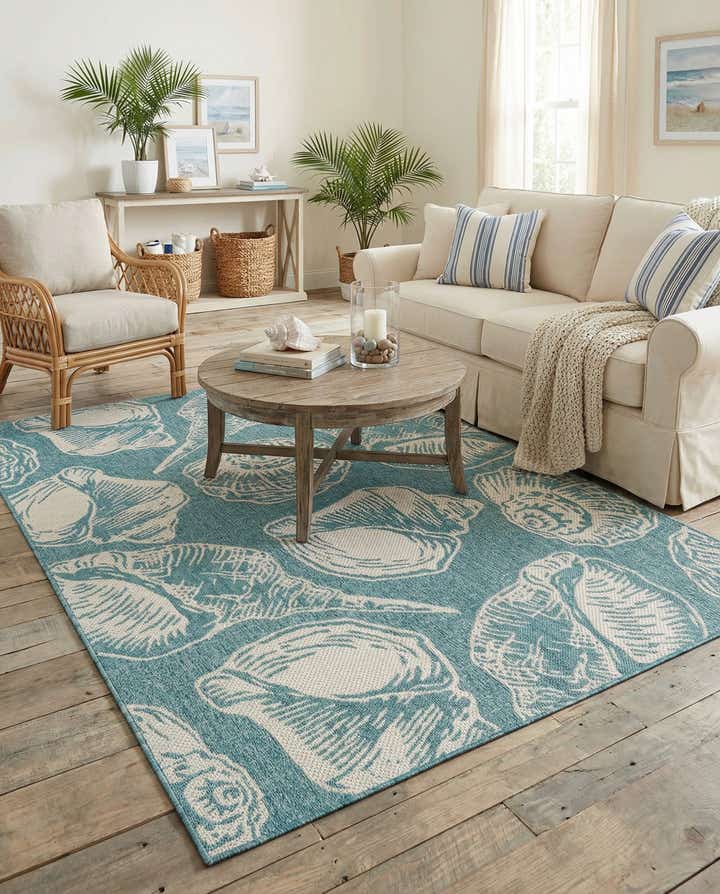 5' 3 x 8' Easy-Clean Coastal Indoor / Outdoor Rug