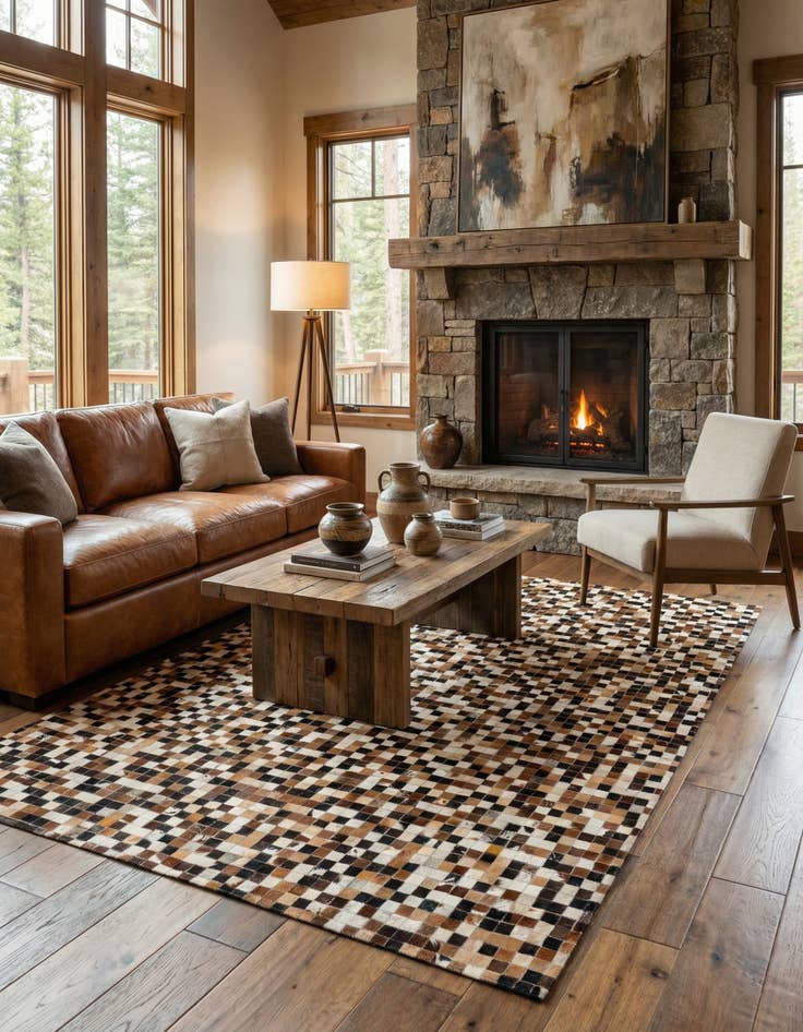 Detail image of 5' 5 x 7' 7 Cowhide Stocks Rug