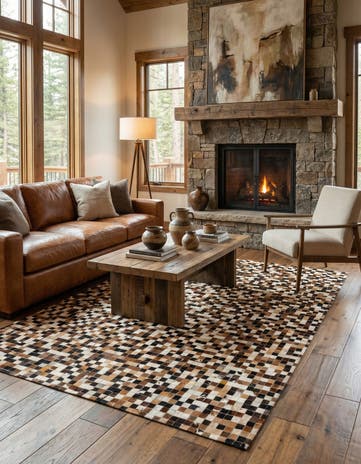5' 5 x 7' 7 Cowhide Stocks Rug
