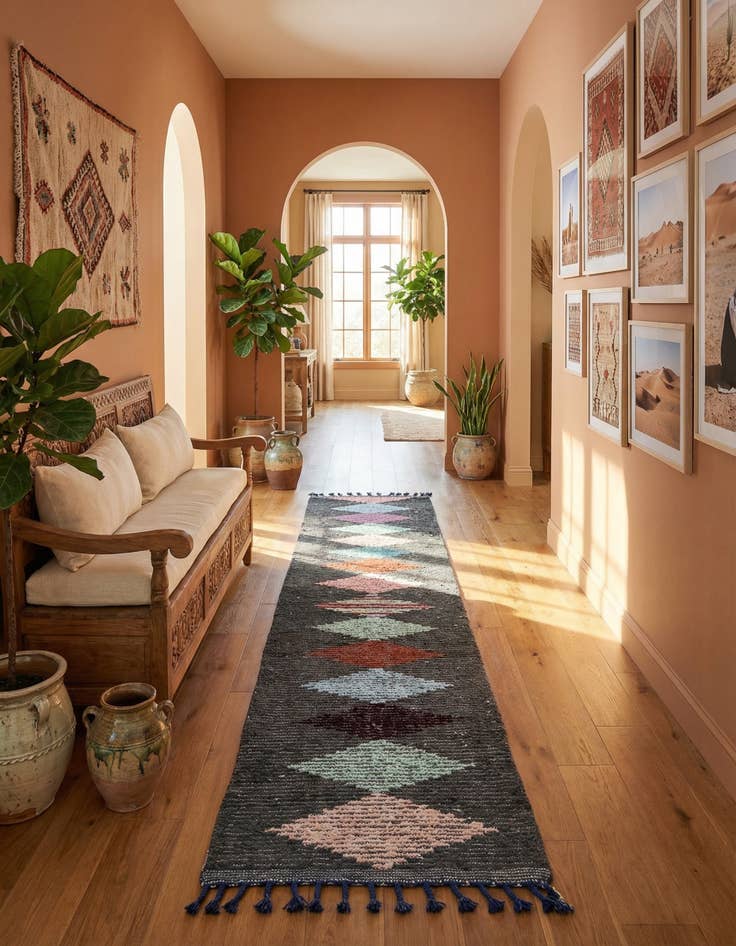 Detail image of 2' 6 x 14' 5 Hand Knotted Moroccan Wool Runner Rug