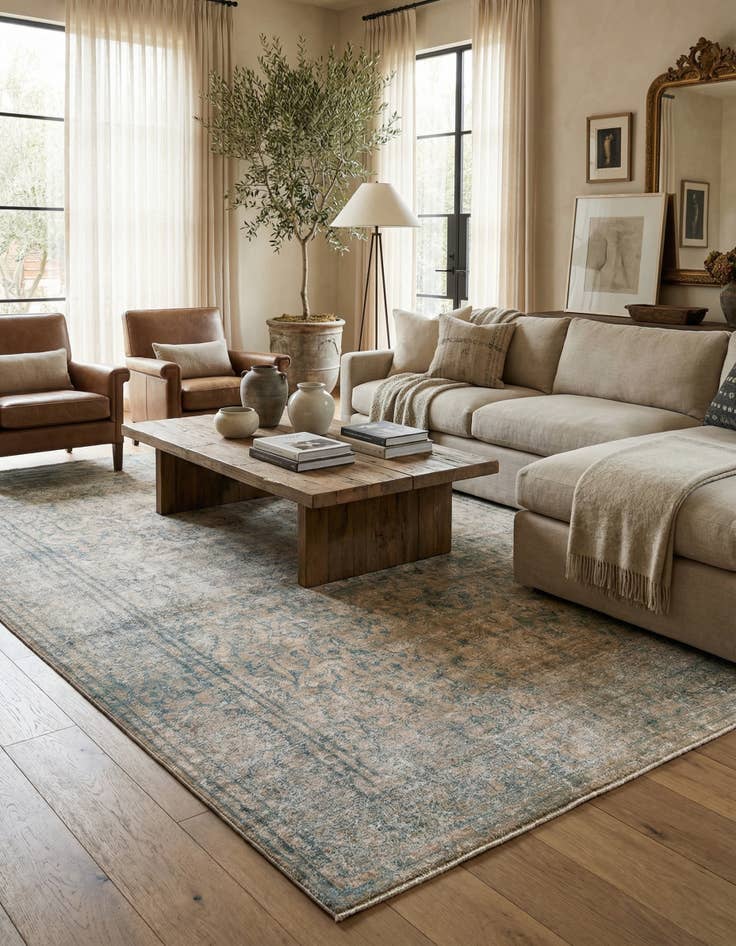 Detail image of 9' 1 x 12' Hand Knotted Ultra Vintage Persian Wool Rug