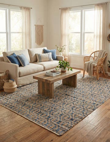 Navy Blue Hand Woven Chindi Jute Rug