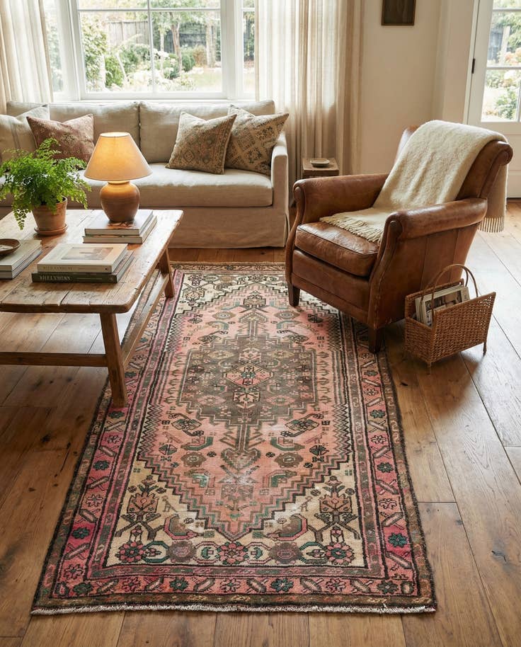 Detailansicht von 100cm x 195cm Handgeknüpft Ultra Vintage Persisch Wolle Teppich