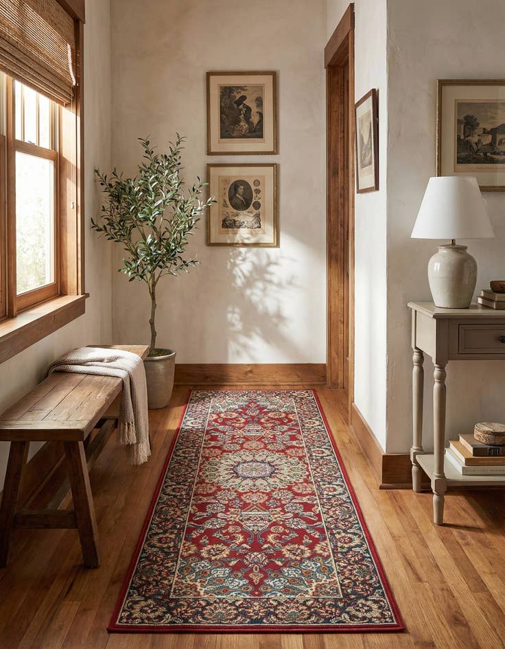 Detail image of 2' x 6' 1  Washable Traditional Indoor / Outdoor Runner Rug