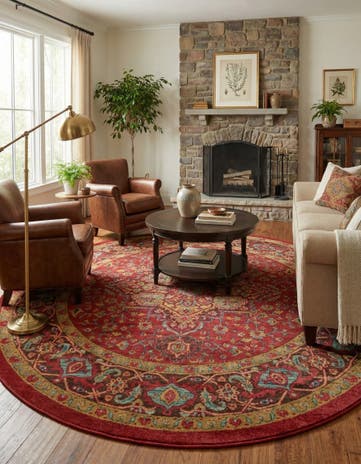 Red Sara Round Rug