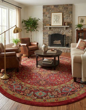 Red Sara Round Rug