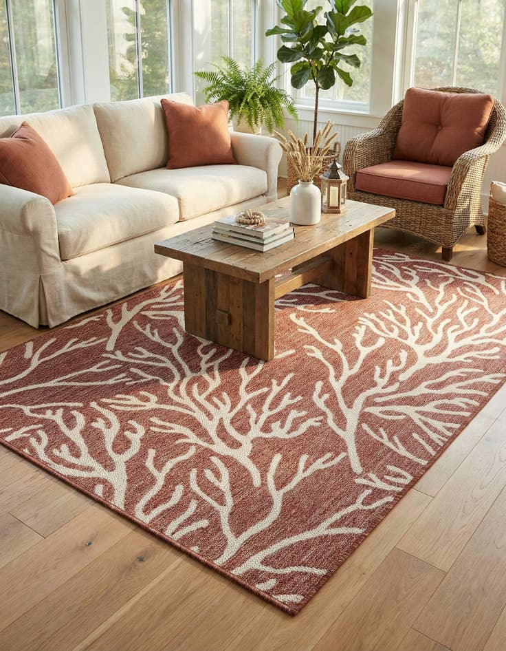 Detail image of 4' x 6'  Washable Coastal Indoor / Outdoor Rug