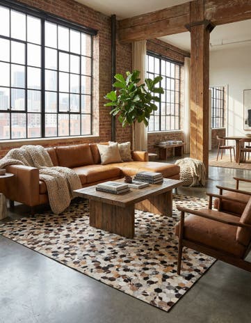 5' 2 x 7' 10 Cowhide Rug