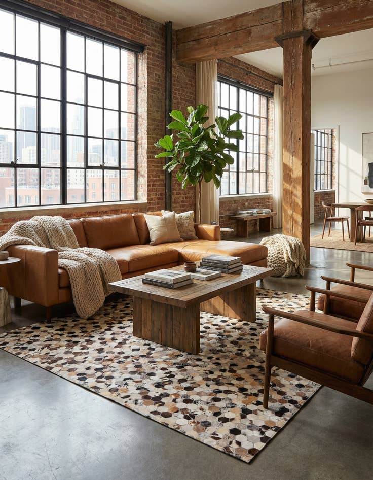 Detail image of  5' 2 x 7' 10 Cowhide Rug