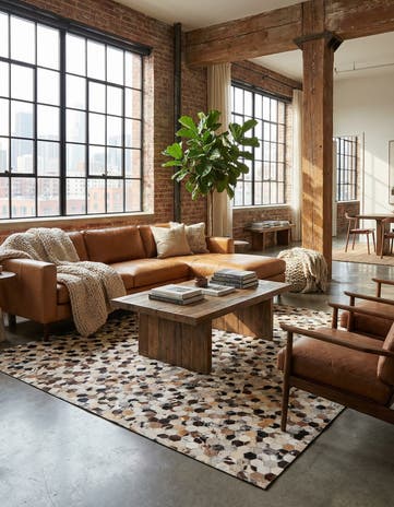 5' 2 x 7' 10 Cowhide Rug