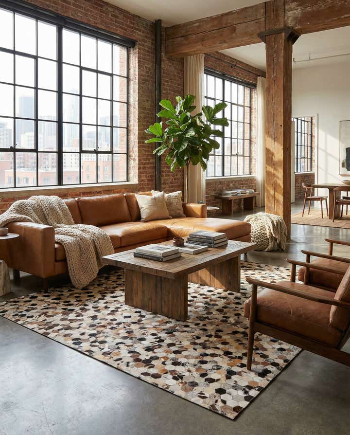 5' 2 x 7' 10 Cowhide Rug