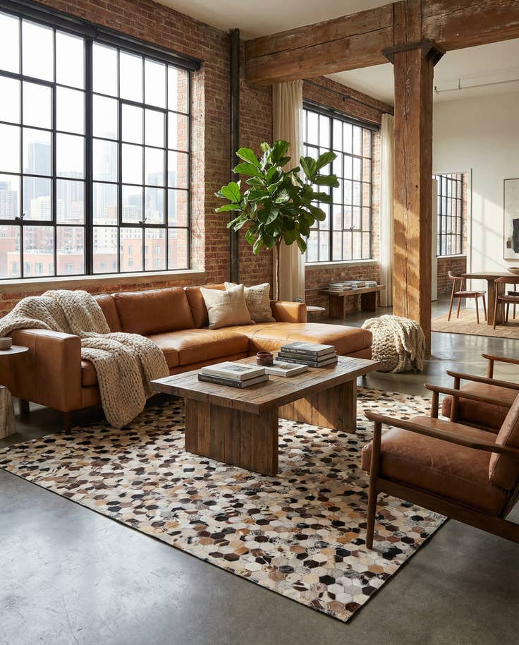 Detail image of 5' 2 x 7' 10 Cowhide Rug