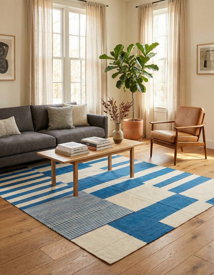 Detail image of 5' x 6' 4  Hand Woven Kilim Modern Wool Rug