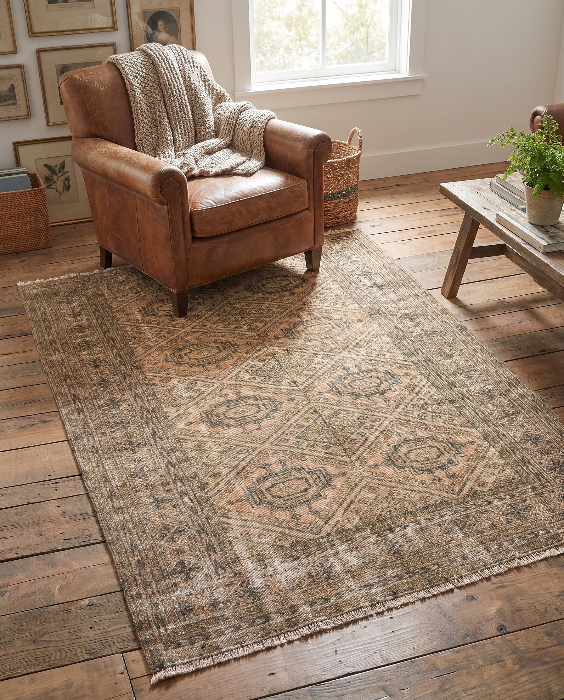 4' 1 x 5' Hand Knotted Ultra Vintage Persian Wool Rug