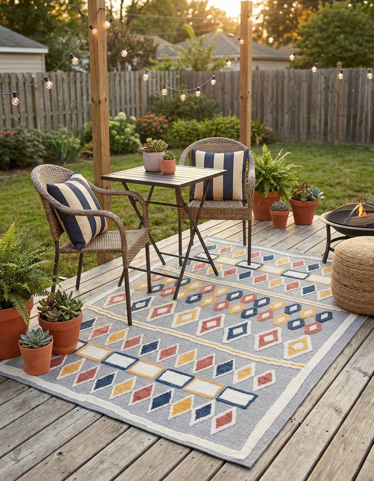 Detail image of  5' x 7' 7  Washable  Indoor / Outdoor Rug