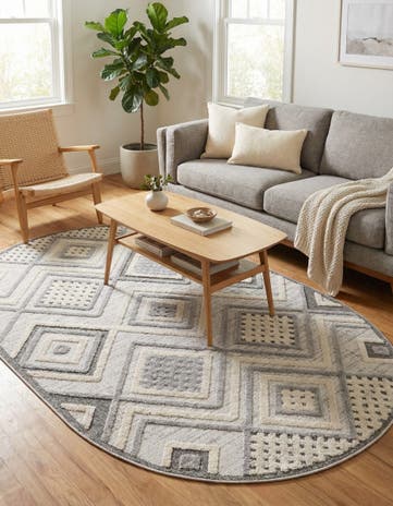 Sandy Beige Arlo Oval Rug