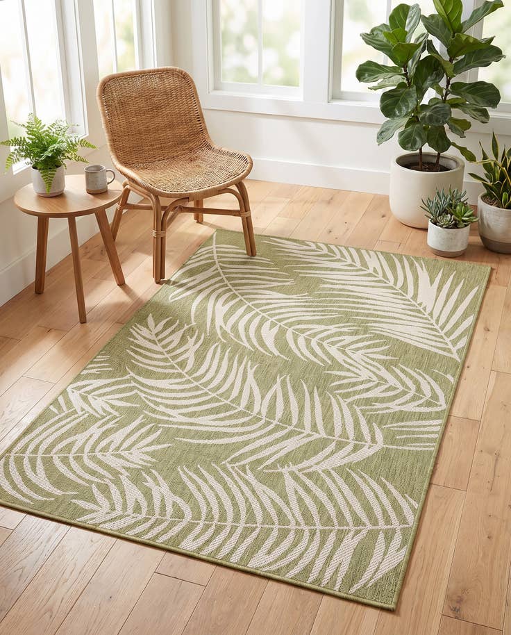Detail image of 4' x 6' Easy-Clean Botanical Indoor / Outdoor Rug
