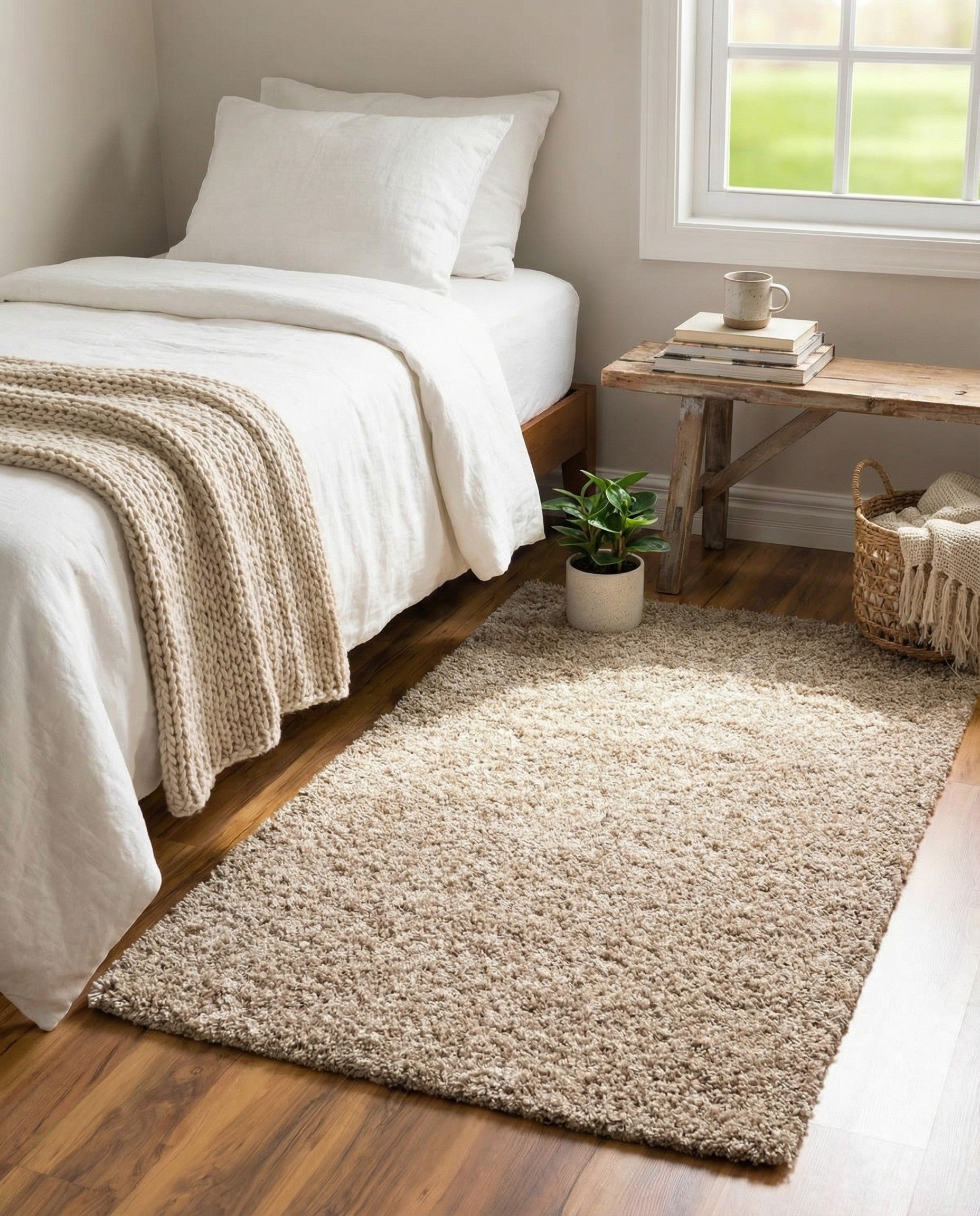  2' x 3' Solid Shag Rug