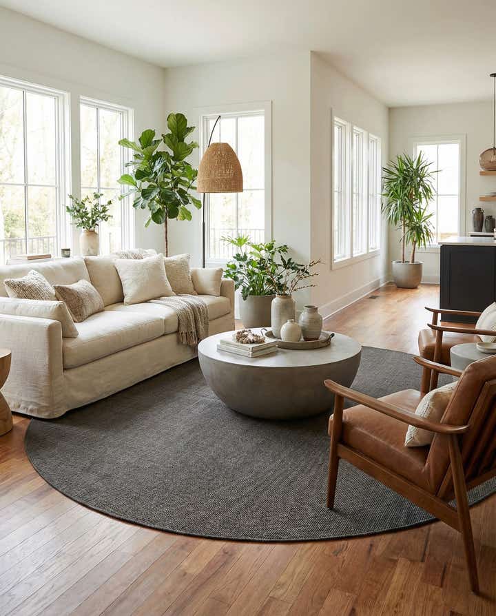 13' x 13' Easy-Clean Solid Indoor / Outdoor Round Rug