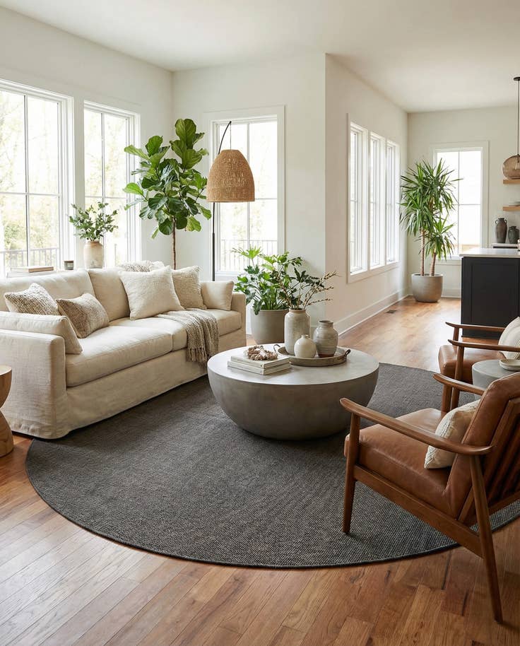 Detail image of 13' x 13' Easy-Clean Solid Indoor / Outdoor Round Rug