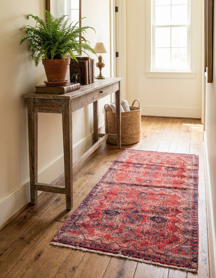 Detail image of  2' 4 x 4' 1  Hand Knotted Ultra Vintage Persian Wool Runner Rug