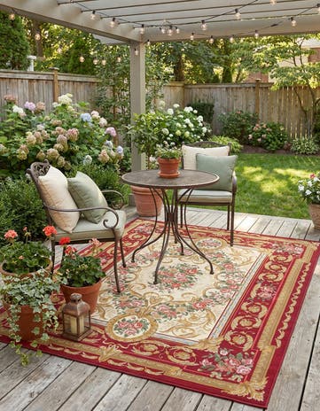 5' x 7' Easy-Clean Traditional Indoor / Outdoor Rug