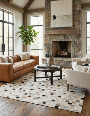 7' 11 x 9' 10 Cowhide Stocks Rug