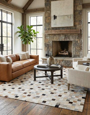 7' 11 x 9' 10 Cowhide Stocks Rug