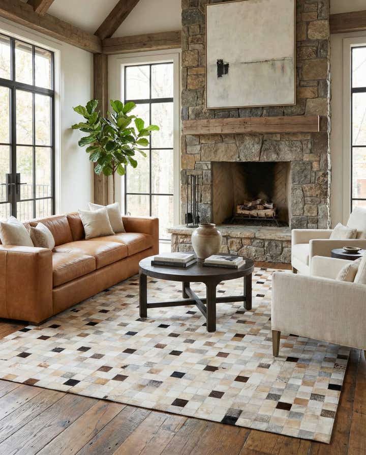 7' 11 x 9' 10 Cowhide Stocks Rug