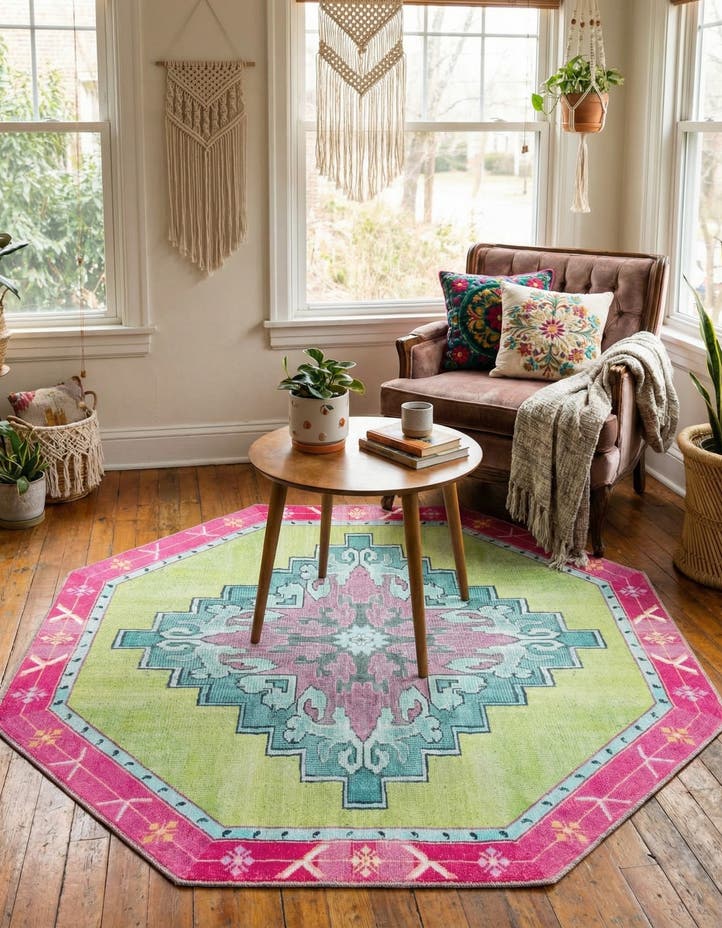 5' x 5' Washable Timeless Octagon Rug