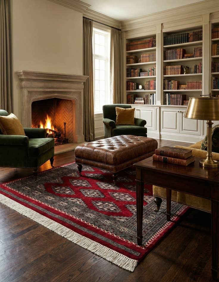 Detail image of 4' 2 x 6' 7 Hand Knotted Bokhara Oriental Wool Rug