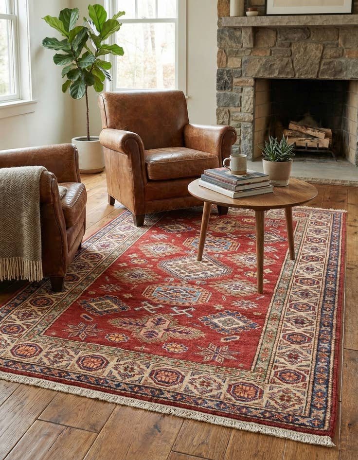 Detail image of 3' 4 x 5'  Hand Knotted Kazak Oriental Rug