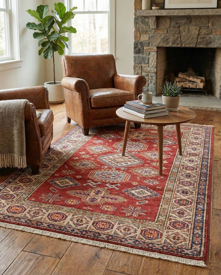 Detail image of 3' 4 x 5' Hand Knotted Kazak Oriental Rug